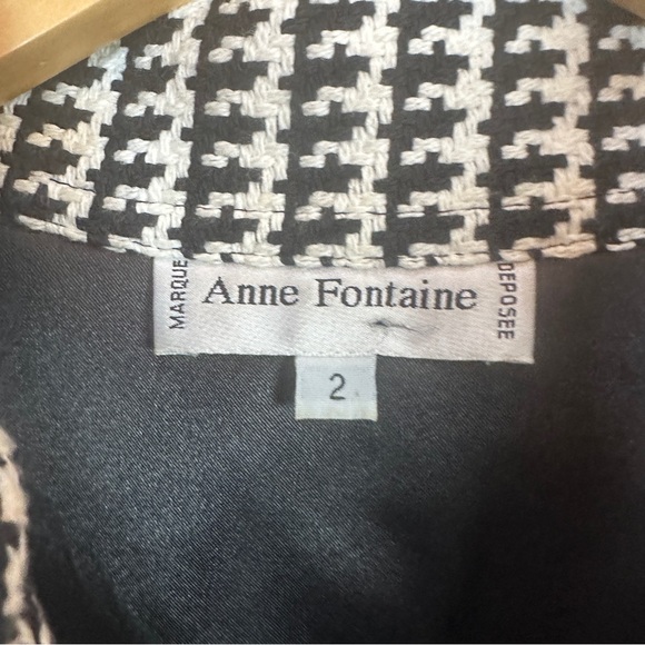 Anne Fontaine Olivia Ruffle Houndstooth Black White Designer Jacket Women’s Sz 2 - Picture 3 of 6